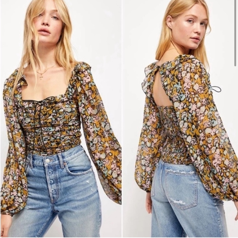 FREE PEOPLE Mabel Flower Blouse